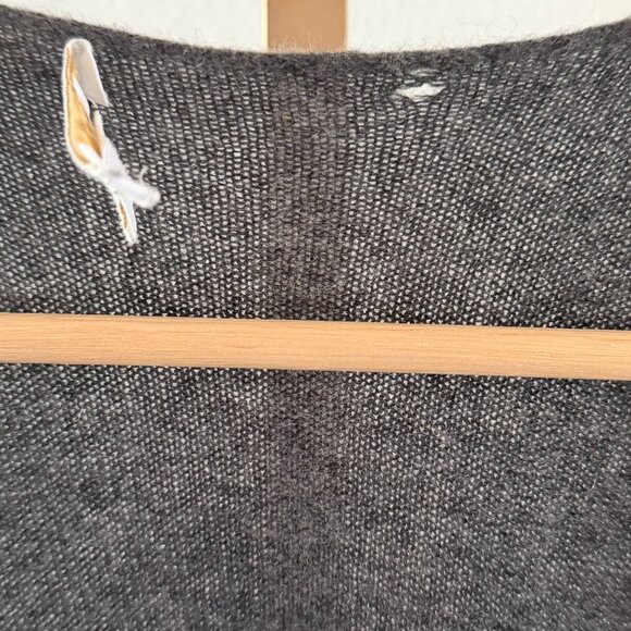 Minnie Rose 100% Cashmere Sleeveless Open Cardigan XS Fringe Gray Boho - Picture 4 of 9